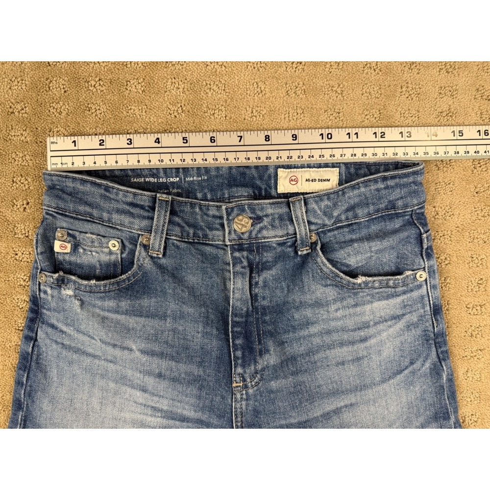 Women's AG Adriano Goldschmied Y2K Saige wide Leg Baggy Crop Sz 27 Raw Hem #1343 - Picture 2 of 16